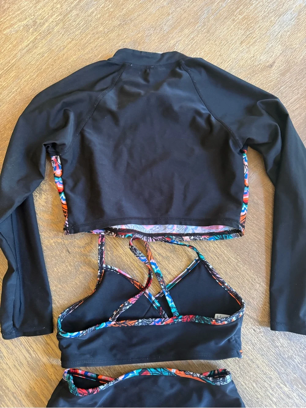 Girls swimsuit 3 piece art class crop rash guard with top 7/8 bottoms 6/6x - Picture 5 of 10